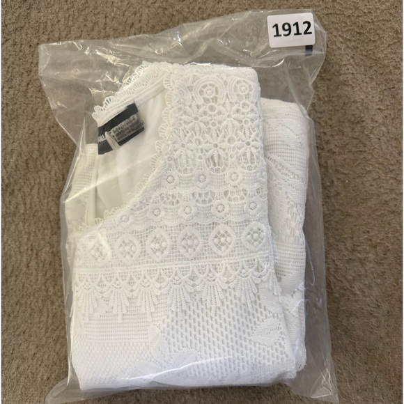 Karl Lagerfeld Paris Lace Shift White Flower Vacation Dress Women Size 16 - Picture 8 of 8